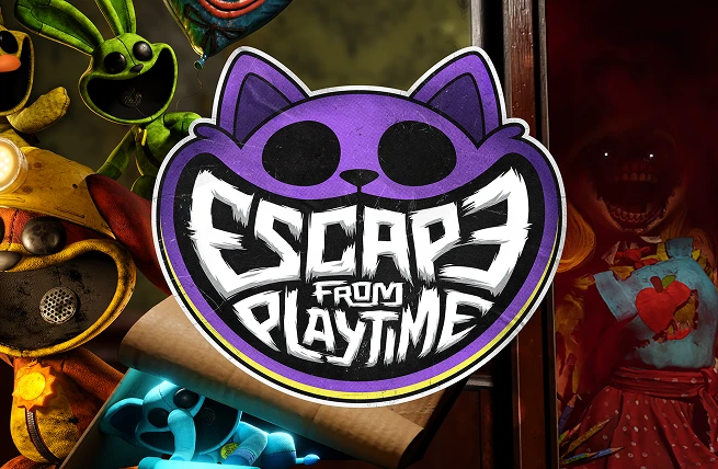 Escape from Playtime official key art with the game logo and Smiling Critters.